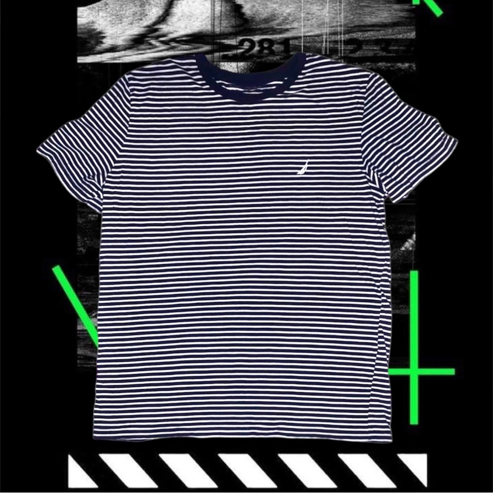 Nautica Men's Crewneck Striped T-Shirt (Navy/White)